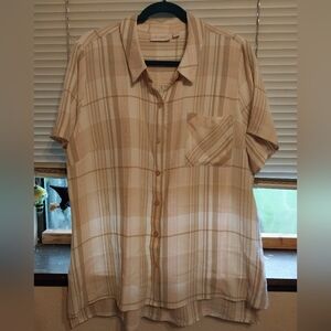 Belle By Kim Gravel Preppy Plaid Camp Shirt Size L